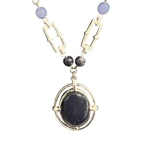 liz & co. Silver Necklace with Black and Blue Accents